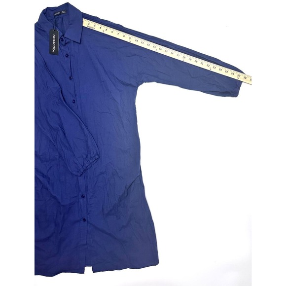 Noracora Women's Shirt Dress NEW Button Up Blue Maxi 3/4 Sleeve Size LARGE - Picture 7 of 7